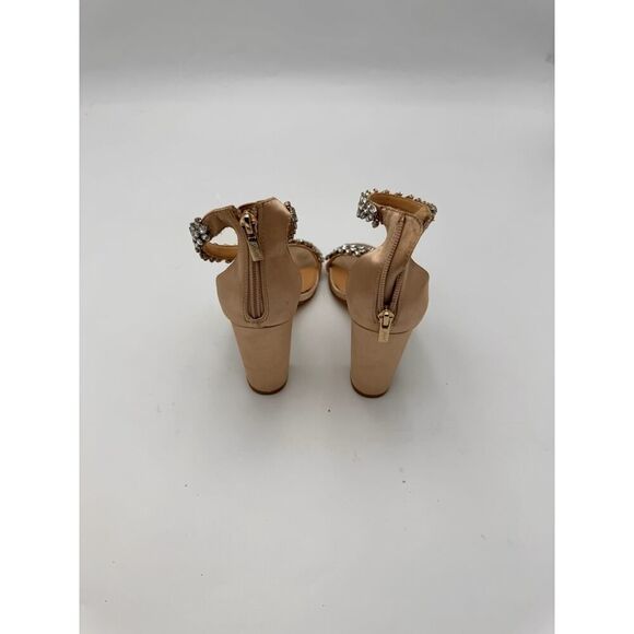 Jewel Badgley Mischka Sandal Women's Tan Mayra Ankle Strap Evening Bridal Shoes - Picture 3 of 3